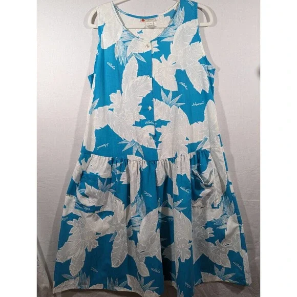 Aloha of Hawaii | Dresses | Vtg Aloha Hawaiian Fashions Blue White Drop Waist Dress With Pockets Large | Poshmark Aloha of Hawaii | Dresses | Vtg Aloha Hawaiian Fashions Blue White Drop Waist Dress With Pockets Large | Poshmark